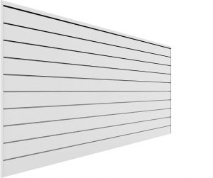 A white slatwall as a garage storage idea