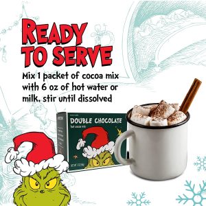 Grinch themed hot cocoa with marshmallows