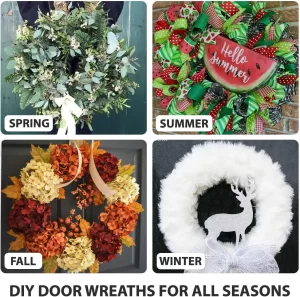 Wreath frames shown in mutliple uses that could be applied to DIY Christmas Chair Decorations